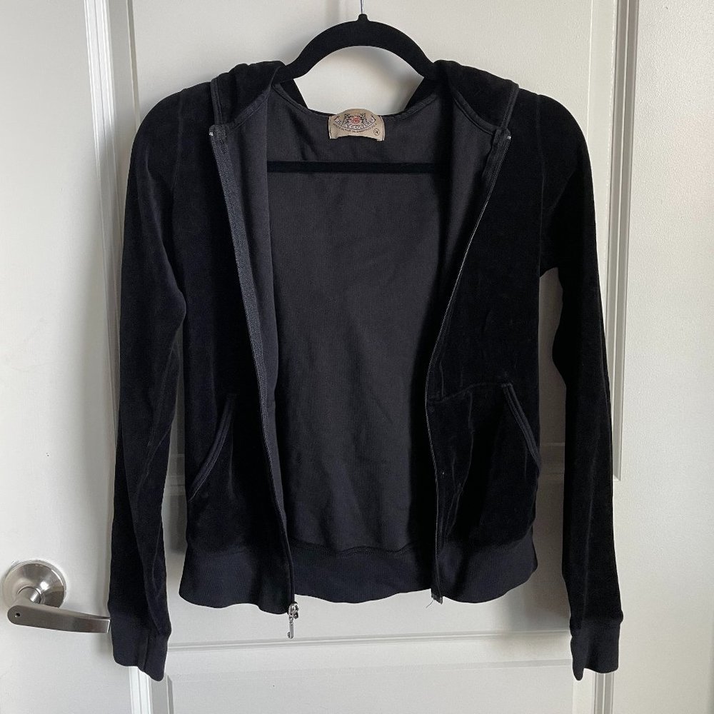 Vintage Juicy Couture Black Zip Up Hoodie, Size S/M